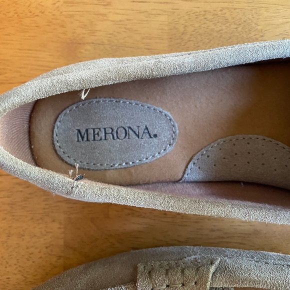 NWOT Size 6.5 tan Merona suede loafers - Picture 4 of 4